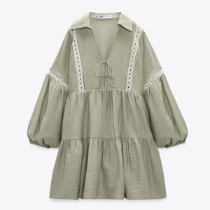 Zara limited edition bohemian linen blend mini dress